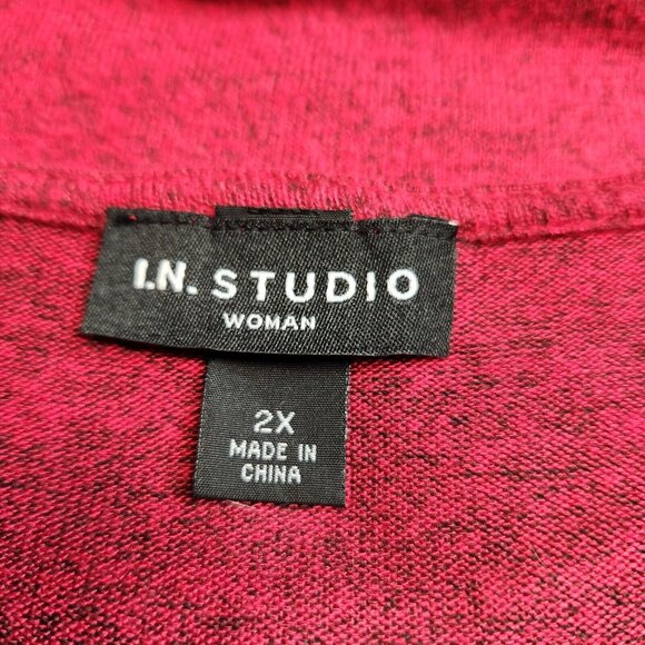 I.N.Studio Womens Size 2 X Red Lightweight Sweater Plus SideTie and Neck -23 - Picture 10 of 11